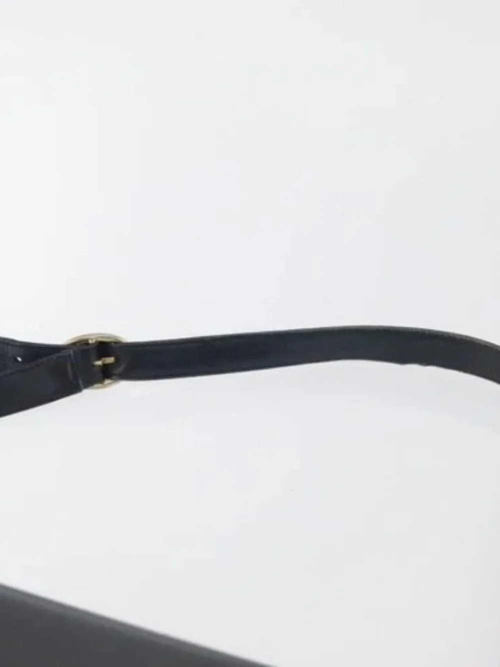 GUCCI Shoulder Bag Leather Navy Gold Auth YKZ288
